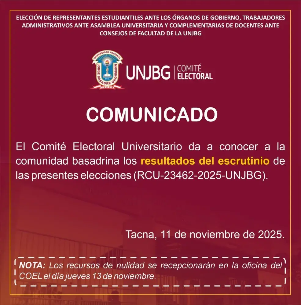 COMUNICADO -  RESULTADOS DEL ESCRUTINIO